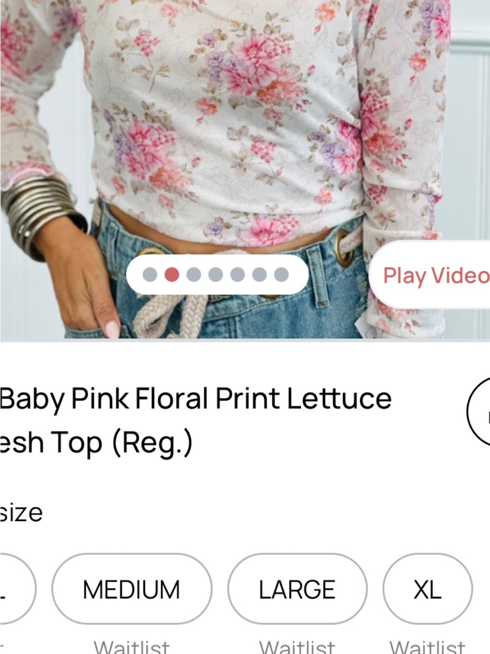 Baby Pink Floral Long-Sleeve Lettuce-Edge Top